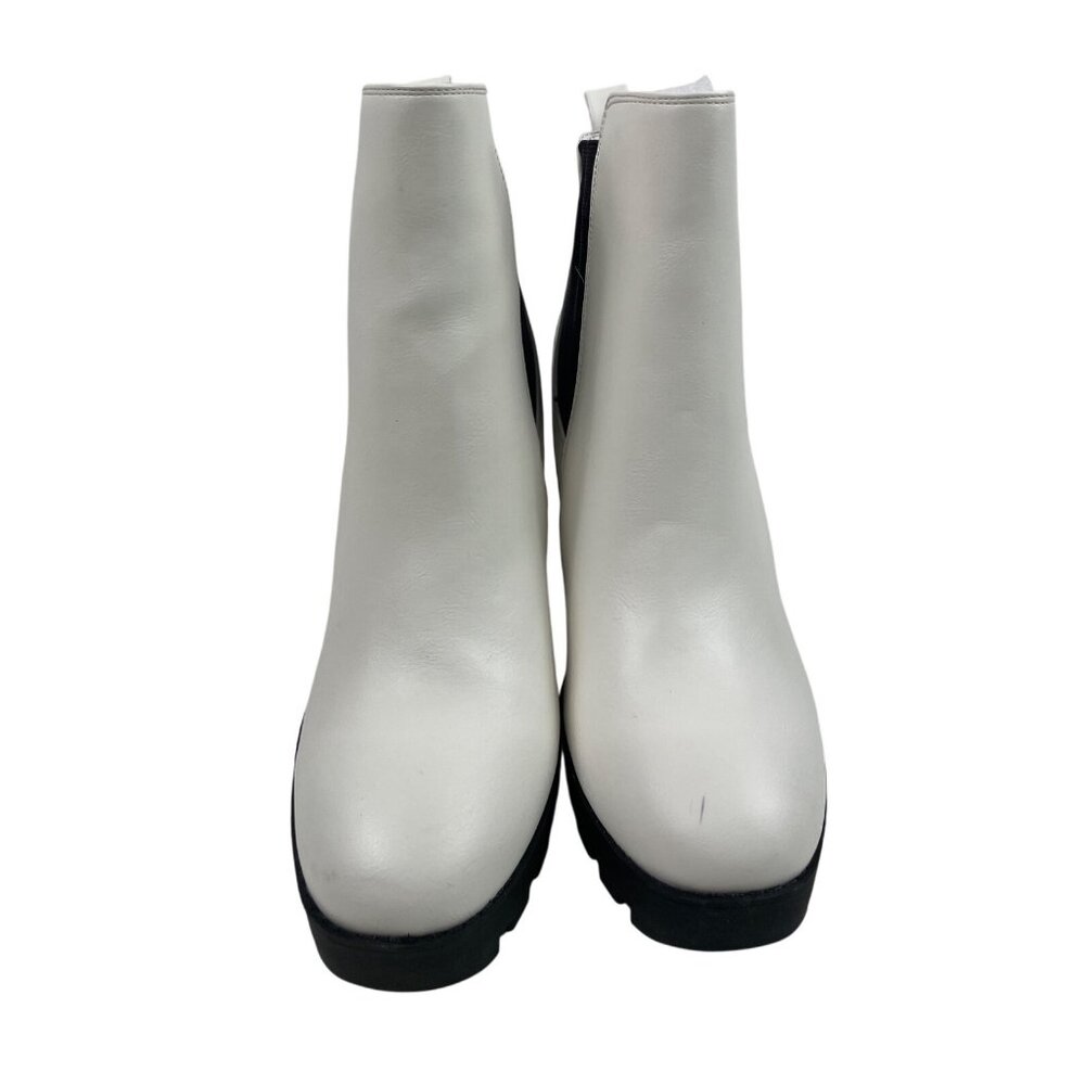 Mia Women’s Boots 7.5 Medium Gwyn Chelsea Platform Zip Ankle White Faux Leather - Picture 3 of 12